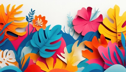 Vibrant paper design in a line art style set against a white background