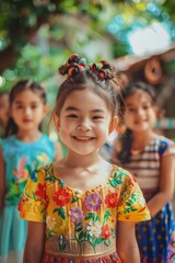 A group of young girls standing next to each other, great for use in social media, advertising, or editorial content
