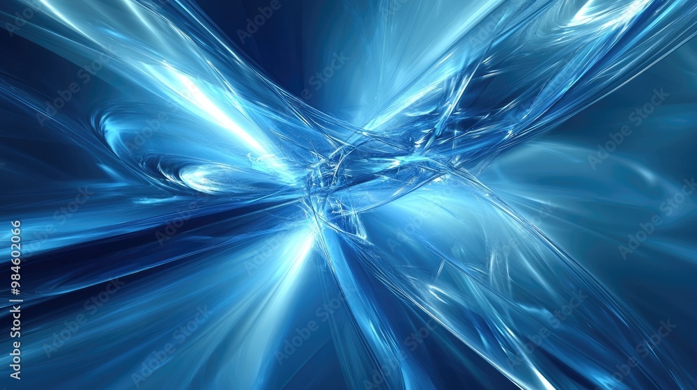 Aufkleber abstract blue background featuring a fractal starburst with glossy lines showcasing intricate patter