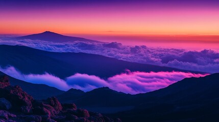 Maui sunrise with volcano and clouds