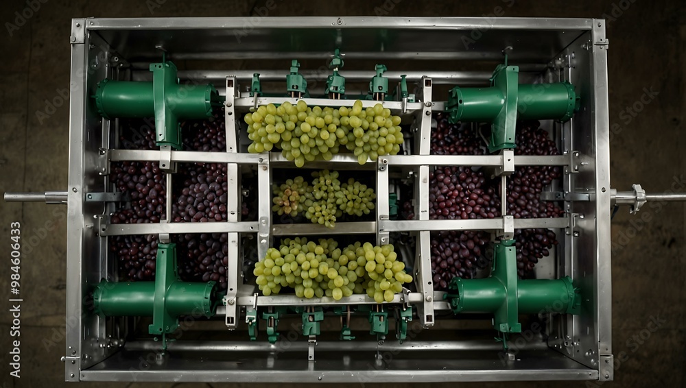 Poster Top view of a grape processing machine.