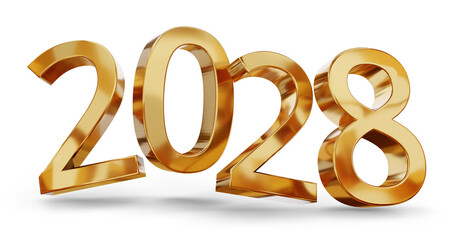 year 2028 golden symbol, 3d-illustration