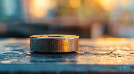 Quality control stamp on an industrial metal part, product approval, manufacturing compliance