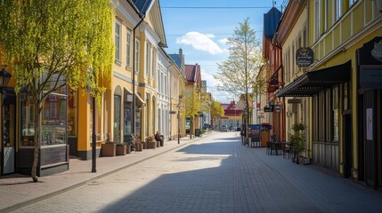 Obraz premium Sunny spring day street in Lappeenranta