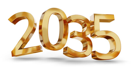 year 2035 golden symbol, 3d-illustration