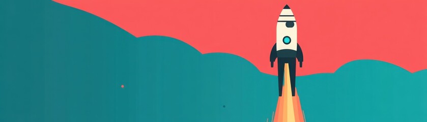 A colorful illustration of a rocket launching into a vibrant sky, symbolizing exploration and adventure.