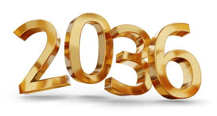 year 2036 golden symbol, 3d-illustration