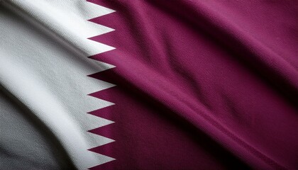 カタールの国旗(waving national flag of Qatar.)
