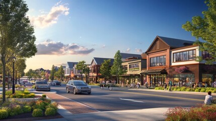 Naklejka premium Reinvigorating suburban downtowns