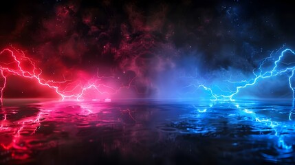 Dramatic Neon Lightning Bolt Backdrop for Product Concept Presentation