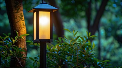 A Chinese style street lamp with a rectangular white light box