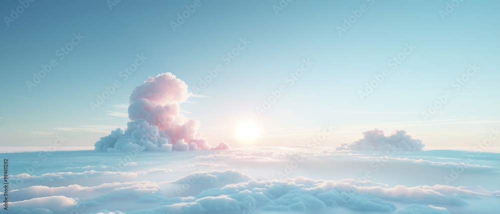 Aufkleber a serene view of clouds and sunlight, creating a peaceful and dreamy sky with soft colors and layers