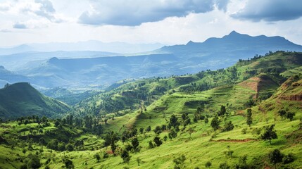 Fototapeta premium Lalibela's highlands' peaks and landscapes.