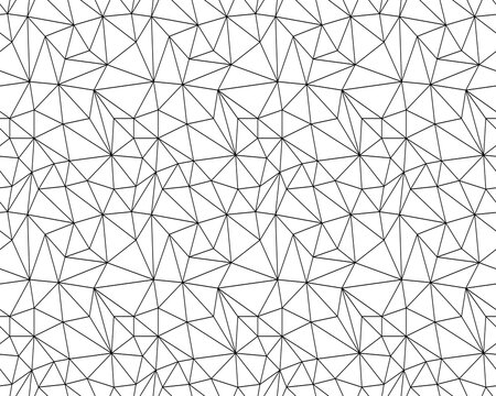 Seamless pattern from grid of triangles.  Geometric  black lines for wallpapers and textile.	
