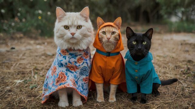 "Divertida escena de un gato y un perro vestidos como superh&eacute;roes, con capas y m&aacute;scaras, en poses valientes y decididas. Ideal para representar amistad, aventura y fantas&iacute;a entre mascotas