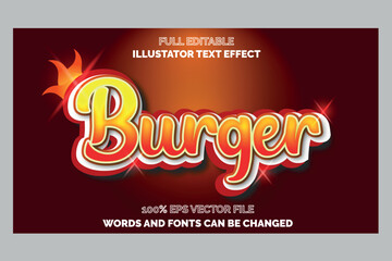 text effect template burger red Summer theme style.