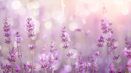 Naklejka premium Lavender Field in Soft Sunlight