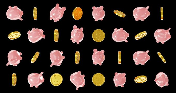 Coins and piggy bank pattern