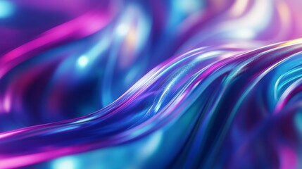 Abstract 3D Render of Flowing Neon Blue and Pink Liquid, 3D Rendering, Abstract Background, Neon Liquid