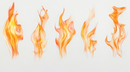 Abstract Fire Flames in Orange and Yellow Colors, Isolated on White Background, Digital Art, Design Element, Graphic Design, flame, fire