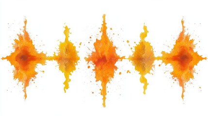 Orange Splashes in a Symmetrical Pattern, Abstract, Artwork, Digital art, Orange, Splash, Symmetry