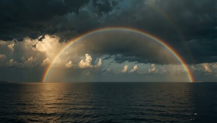 Rainbow over the sea.