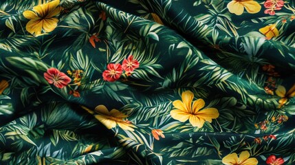 Green yellow red fabric featuring floral and fauna patterns Dress Embracing your uniqueness and appearance reflects self assurance Are you prepared to express yourself creatively on canvas