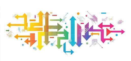 Minimalistic Vector Graphic of Colorful Arrows on White Background. Sharp Edges and Clean Lines Representing Different Marketing Options for Customers.