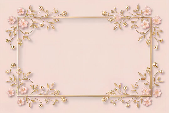 The rectangular border is composed of small and delicate vintage light pink gilded small floral decorations, forming a beautiful border with soft lines and graceful curves. Especially artistic and bea