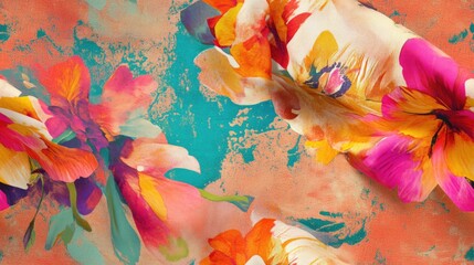 Digital Kurti Sleeve with Floral and Abstract Background