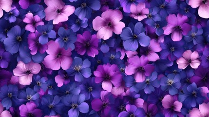 Violet purple and magenta flower illustration seamless pattern