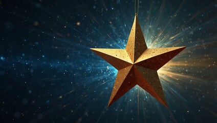 Rotating 3D Star on Shimmering Background