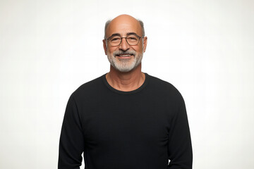 Stylish Middle-Aged Man in Modern Casual Attire, Radiating Confidence and Charisma, Ideal for Professional and Lifestyle Photography in a Studio Setting
