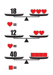 Pan Balance Worksheet For Kids. Vector Design on White Background
