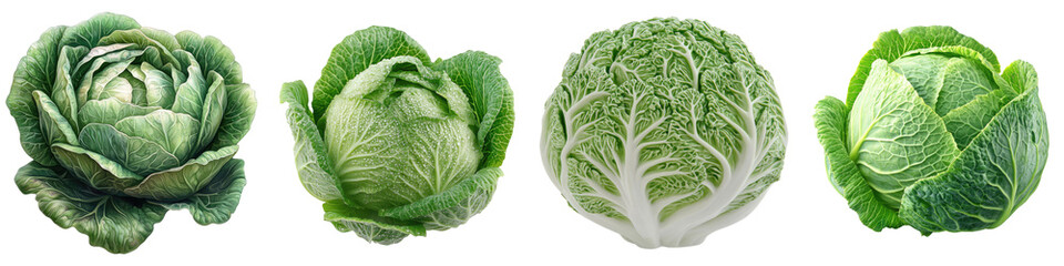Cabbage - Crunchy and versatile Isolated on Clear White Background Highly Detailed 