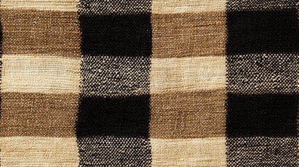 Fototapeta premium Abstract fabric textures feature a blend of brown cream and black checkered motifs showcasing large and small square patterns Focused on fashion and style