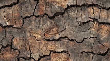 Seamless wood background featuring tree bark texture Detailed texture of tree bark with visible cracking patterns