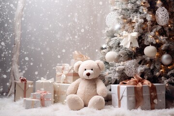 A Teddy Bear Christmas Winter Wonderland, Toys and Christmas Tree