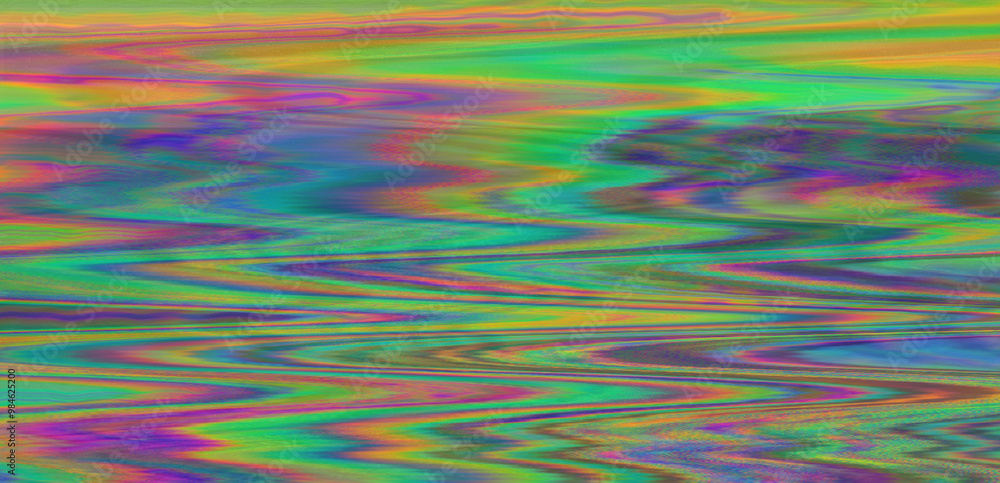 Aufkleber digital glitch or a distorted video signal, with sharp angles and jagged lines of iridescent colors,
