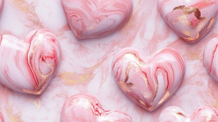 Fototapeta premium Repeating elegant marble hearts on a beautiful background Seamless pattern ideal for wrapping paper wallpaper textiles and prints
