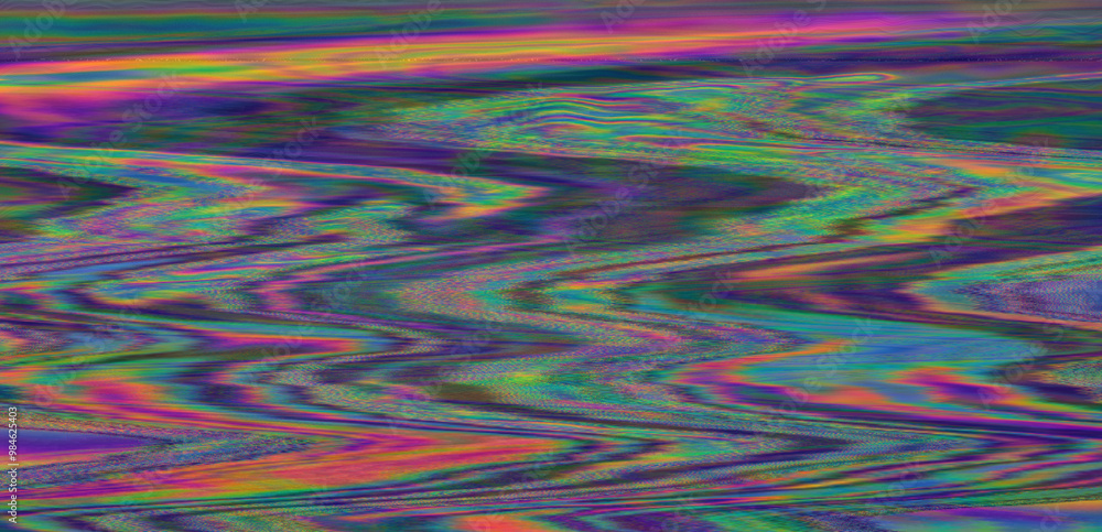 Poster Digital glitch or a distorted video signal with sharp angles and jagged lines.