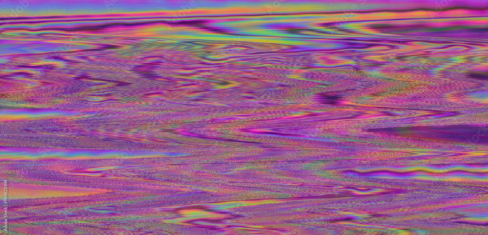 Poster Digital glitch or a distorted video signal with sharp angles and jagged lines.