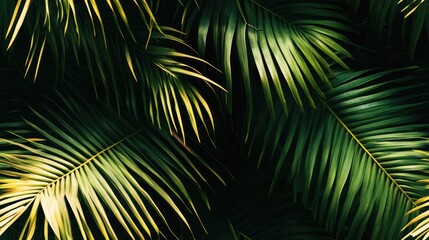 Tropical palm leaf against a dark backdrop