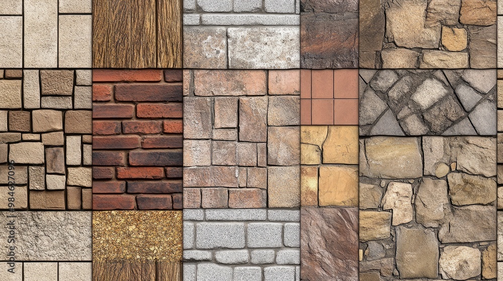 Sticker seamless textures of stone and wood floors