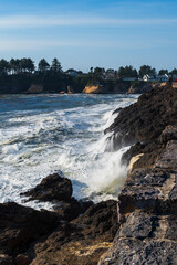 Waves Crashing on Rocks, Oregon Coast, USA