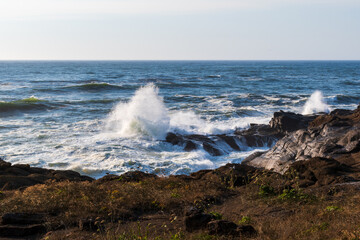 Waves Crashing on Rocks, Oregon Coast, USA