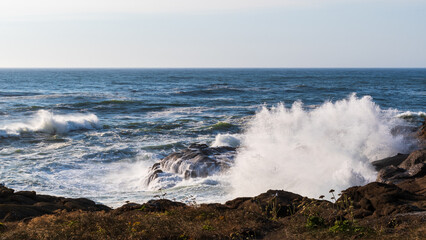 Waves Crashing on Rocks, Oregon Coast, USA