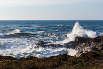 Waves Crashing on Rocks, Oregon Coast, USA