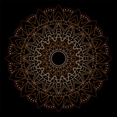 A luxurious ornament. Symmetrical pattern in Tantric yoga of Buddhism and Hinduism. Golden mandala pattern. A design element for a creative idea