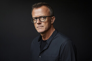 Obraz premium Portrait of a Middle-Aged Man Exuding Confidence and Elegance, Perfect for Professional and Lifestyle Imagery in a Casual Yet Sophisticated Setting